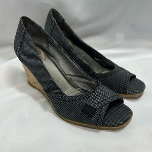 Life Stride | Memory Foam Cork Wedges Black White Polka Dot Women’s Size 8.5W